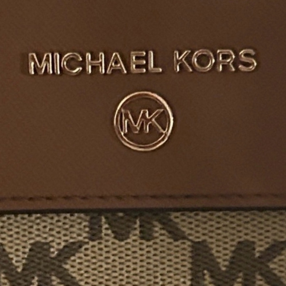 Michael Kors Brown and Gold MK Signature Convertible Wallet Crossbody - Picture 3 of 7